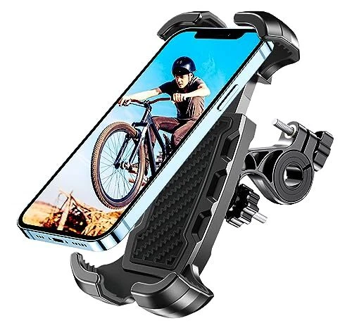 Motorcycle Phone Mount, Upgrade [Never Fall Off] [0 Shake] [3s Put & Black