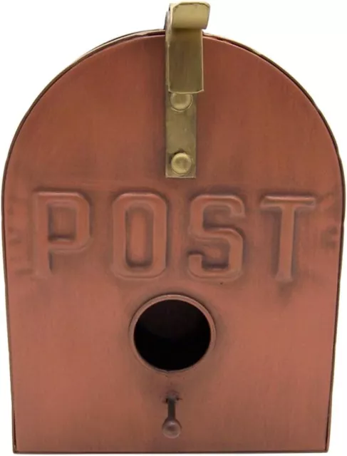 8 3/4" Copper Tone Vintage Style Wall Mounted Mailbox Birdhouse, Home and Garden
