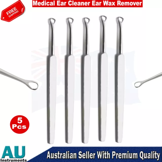 Medical Ear Cleaner Ear Wax Remover Ear Pick Loop Surgical Instruments Set Of 5