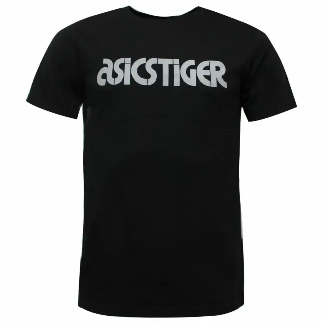 Asics Onitsuka Tiger T-Shirt Silver Logo Tee Mens Top Black 2191A125 010