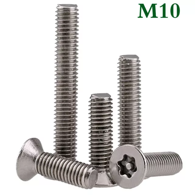 M10 -1.5 Stainless Steel Pin Tamper Torx Security Flat Head Machine Screws Bolts