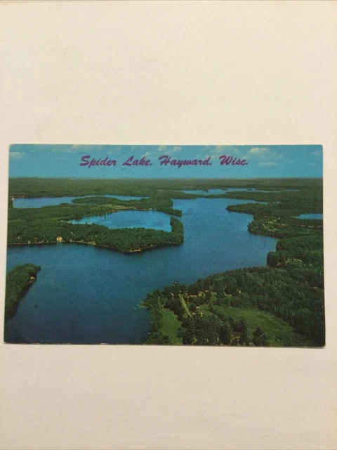 Postcard Chrome Aerial View Of Spider Lake Chain, Hayward, Wisconsin B2
