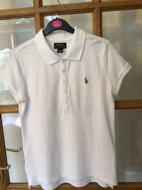 GIRLS WHITE POLO SHIRT. by POLO RALPH LAUREN. Size 16 Years XL