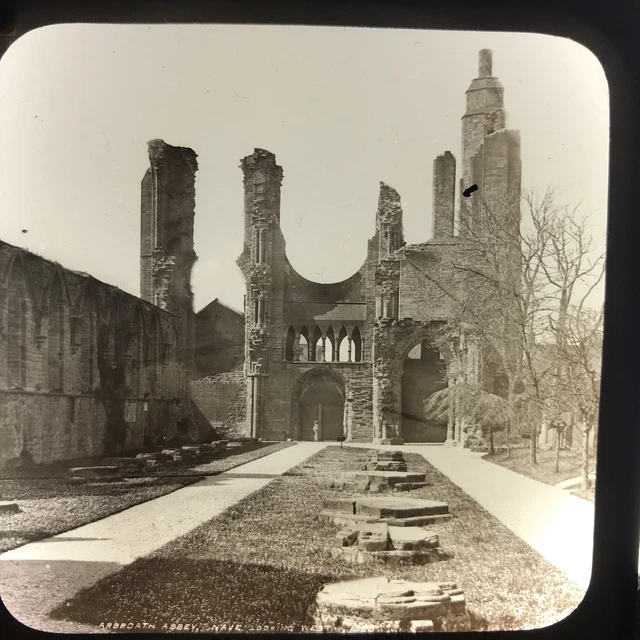 Arbroath Abbey Scotland Antique Magic Lantern Glass Slide Photo