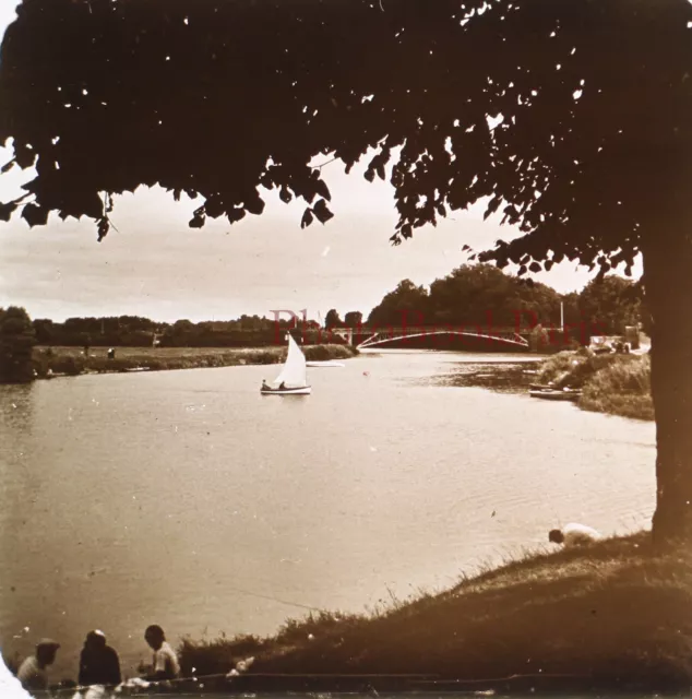 Paysage Voilier c1930 Photo Plaque de verre Vintage V28L23n13