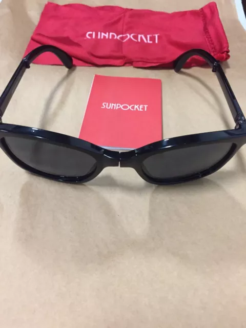 $89 NWB SUNPOCKET TONGA SHINY BLACK unisex new in box sunglasses shades sun