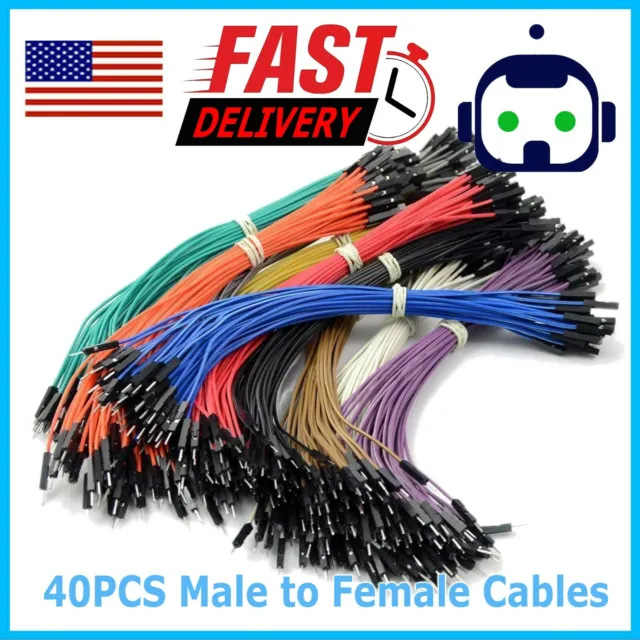 a3 40pcs 20cm Male to Female Dupont Wire Jumper Cable for Breadboard