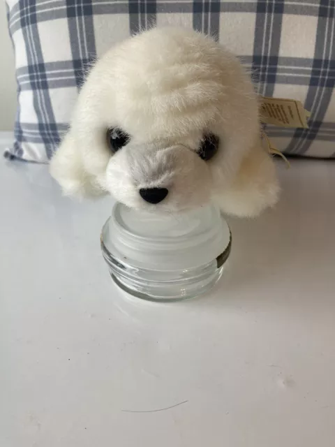 Vintage Russ Berrie Yomiko White & Grey Seal Pup Plush Soft Toy Approx 8”