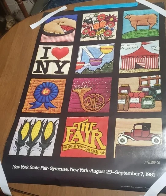 Vintage 1981 New York State Fair Poster Syracuse FAIR Syracuse KEATS NYS quilt