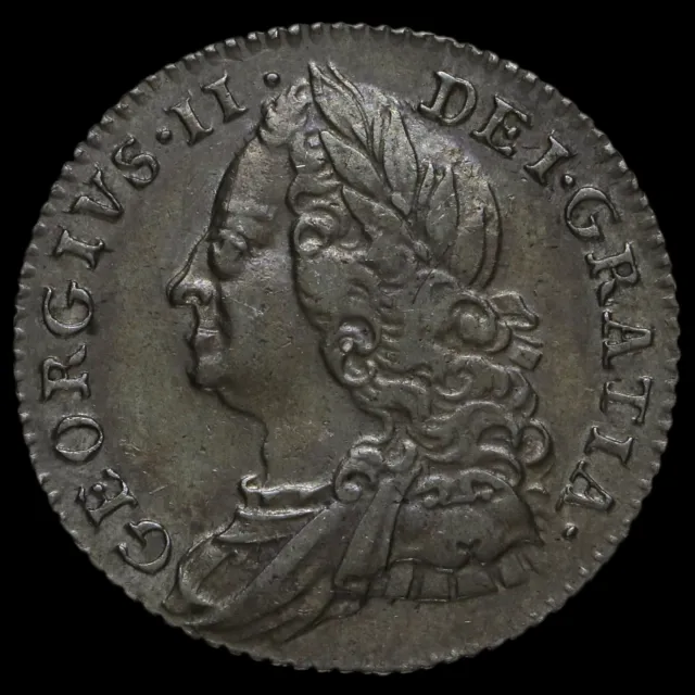 1758 George II Early Milled Silver Sixpence, Near EF