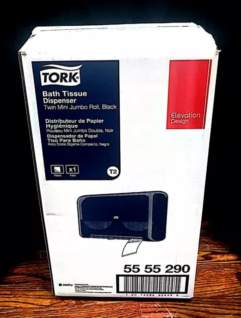 Tork Twin Mini Jumbo Bath Tissue Roll Dispenser 5555290 BLACK