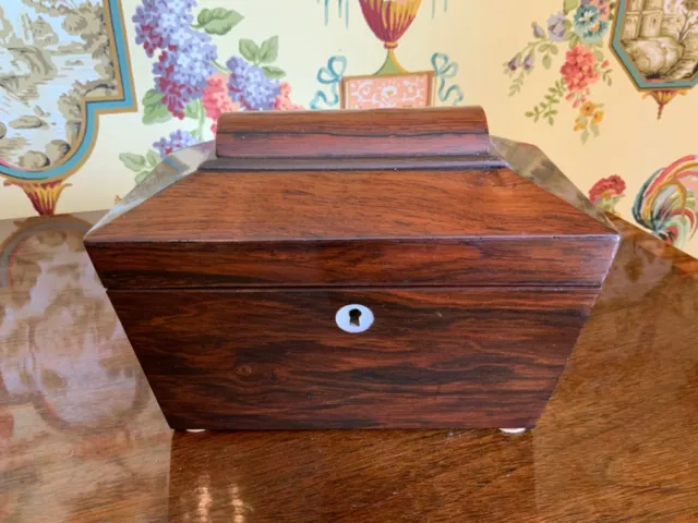 Beautiful English Victorian Rosewood Double Tea Caddy Circa 1870