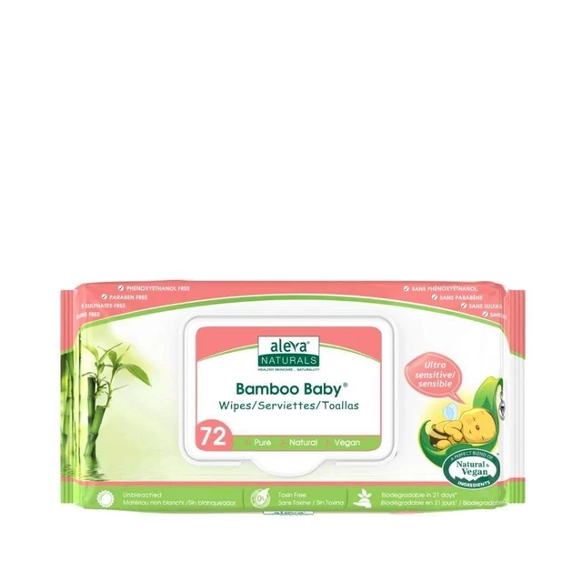 Aleva Naturals Bamboo Baby Sensitive Wipes for babies with Skin,...
