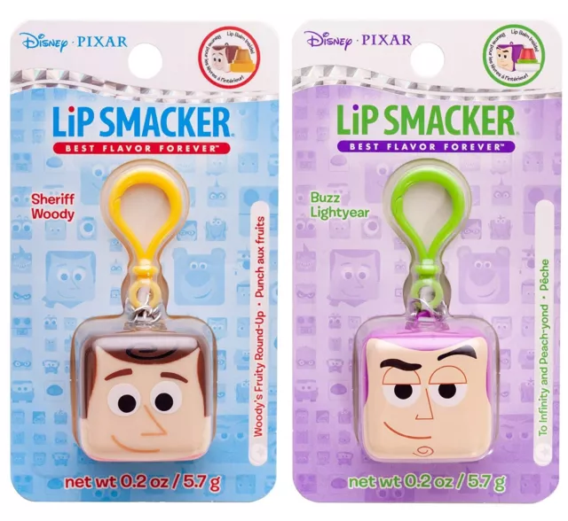 2 PACK Lip Smacker Pixar Cube Balm Woody & Buzz Lightyear, Collectable Key Chain