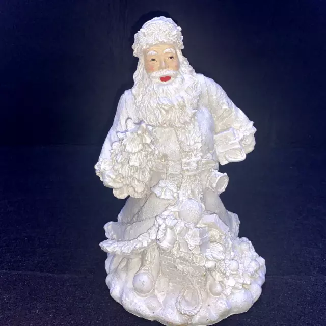 White Santa Claus Christmas ceramic 9.5" Vintage Three Hands Corp FAST SHIPPING