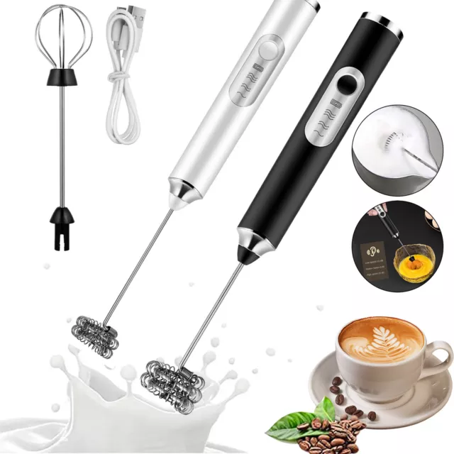Rechargeable USB Electric Egg Beater Milk Coffee Frother Drink Foamer Mixer Tool