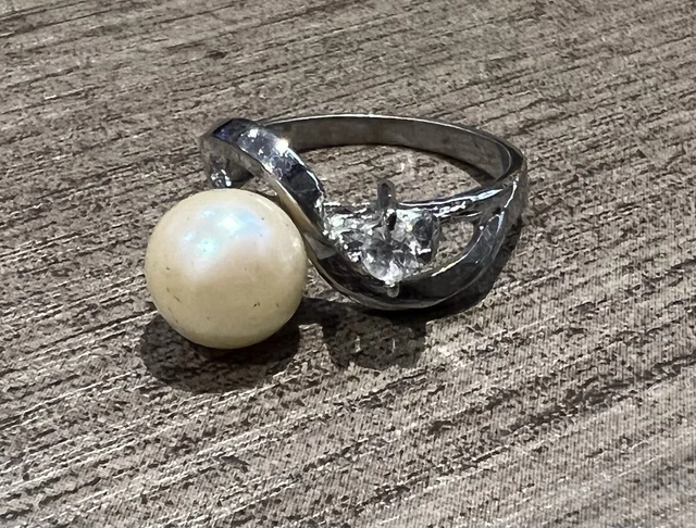 Bague Ancienne Argent Massif - Perle Mabé Véritable - Taille 55