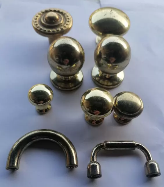 Stock 9 Poignées de Porte Boutons X Meubles Tiroirs Plusieurs Mesures Laiton
