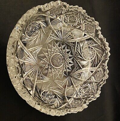 Vintage 5 1/2”  American Brilliant Period Deep Cut Glass Shallow Bowl