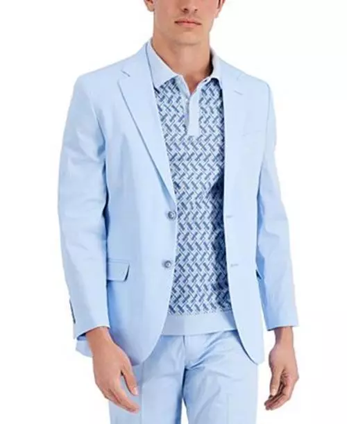 Nautica Men's Stretch Cotton Modern Fit Suit Light Blue 40R Jacket 34 x 32 Pants 2