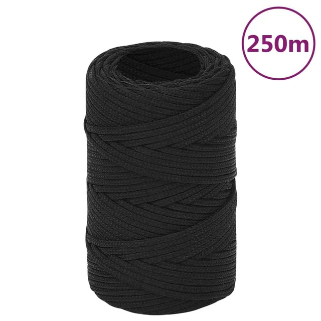 Vidaxl Corda Nautica Completamente Nera 2 mm 250 m in Polipropilene