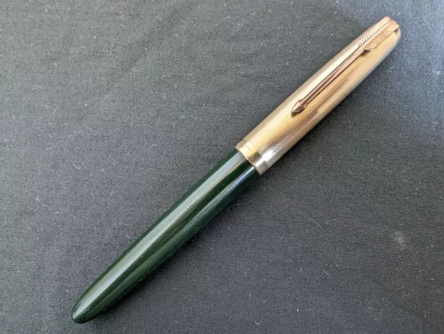 Vintage Parker 51 Green Aerometric 16K Gold Filled Fountain Pen
