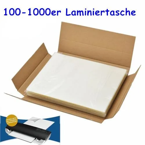 1000 Hochwertige Laminierfolien DIN A4 glänzend Dokument Laminiertasche 80 Mic