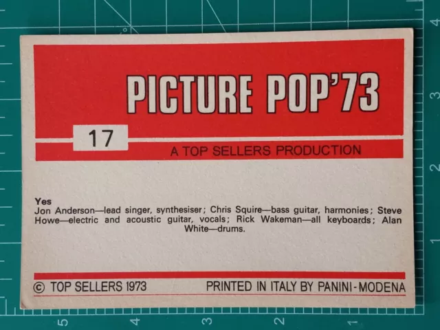 1973 Panini Picture Pop 73 Music Stars Sticker Card Yes Group Band 2