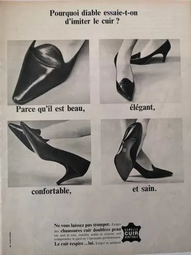1965 ADVERTISEMENT - Genuine Leather - Soles - French Advertising Shoes - 871