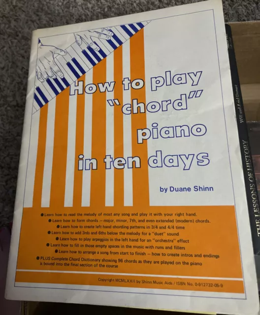 How to Play "Chord" Piano in Ten Days by Duane Shinn  PB 1972