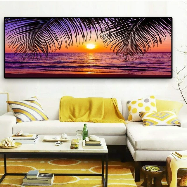 Sea Beach Sunsets Landscape Posters Canvas Painting Canvas Wall Art Wall Picture