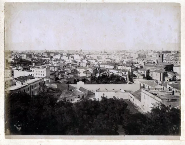 Env. 1880 Roma Panorama Di Gianicolo Rome Albumen Photo Vintage Ancien