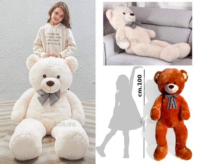 PELUCHE OURS GÉANT avec Noeud Ours en Peluche Idée Cadeau Hauteur 100