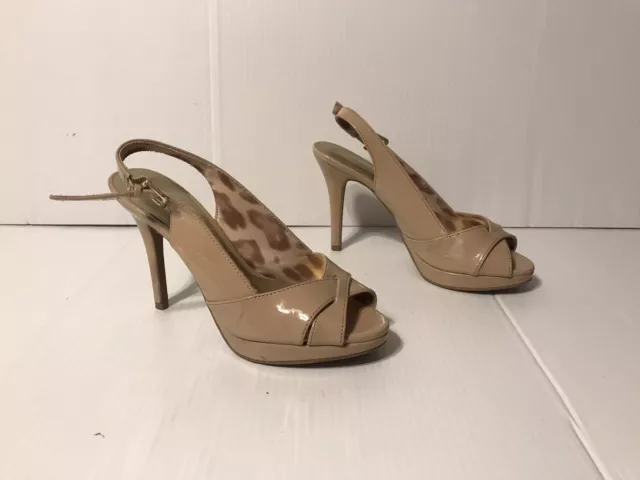 Christian Siriano Beige Patent Heel Ankle Strap Size 6