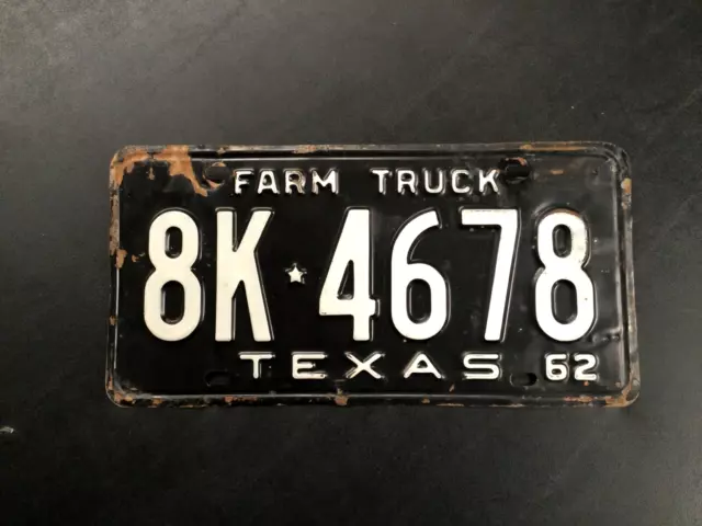 Vintage 1962 Texas Farm Truck License Plate