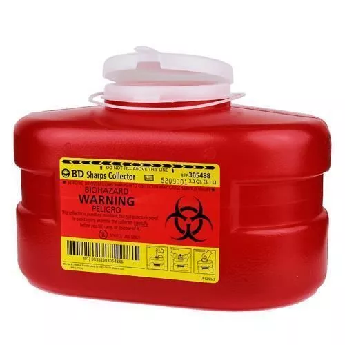 BD Sharps Collector 3.3 Quart small, Red, Single Container