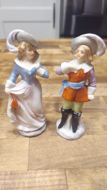 Two Vintage Ceramic Porcelain Victorian Style Figurines