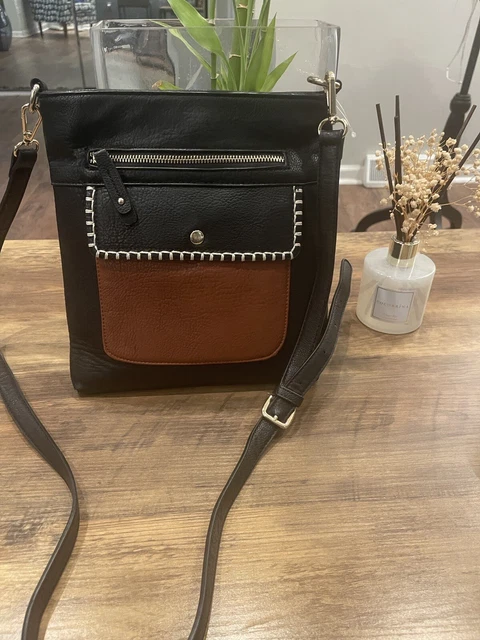 Clarks Black Vegan Leather Black & Brown Crossbody/Shoulder Bag/Purse