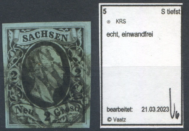 =Sachsen Mi.Nr.5 gestempelt geprüft Vaatz BPP - 90 M€ - einwandfrei!=