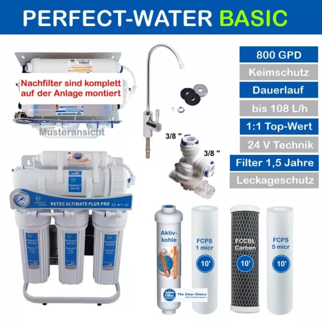 Ultimate PLUS PRO Osmoseanlage 800 GPD direct flow Umkehrosmose Wasserfilter