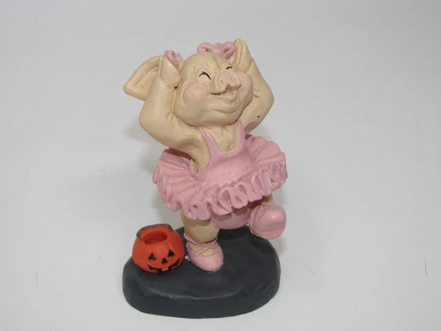 VINTAGE KATHY WISE PIG HALLOWEEN BALLERINA COSTUME FIGURINE ENESCO trick treat