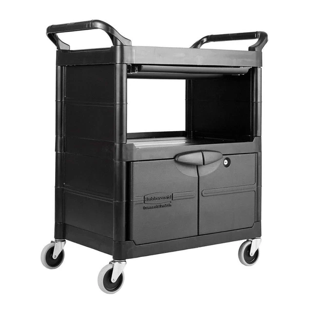 RUBBERMAID COMMERCIAL PRODUCTS FG345700BLA Enclosed  Cart,HDPE,Black,200 lb.