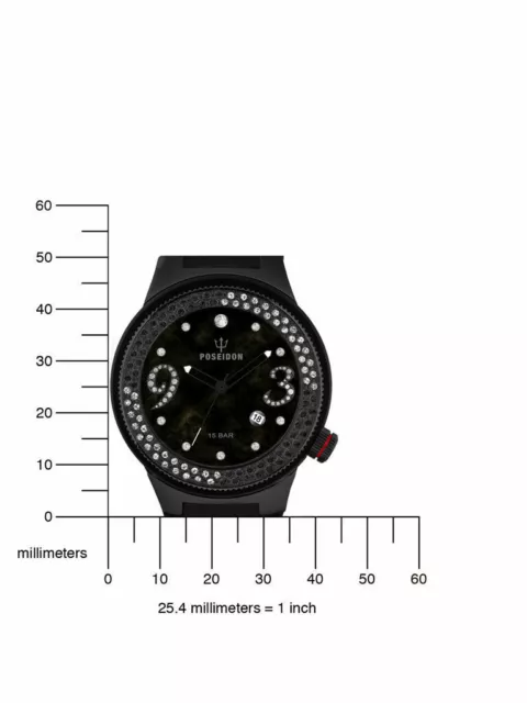 POSEIDON Damenuhr Quarz, Analog, Datum, 15 Bar, Silikonband UP00424 Schwarz-Weiß 3