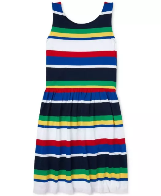 NWT POLO RALPH Lauren Little Girls Multi Striped Cotton Jersey Dress 6X ...