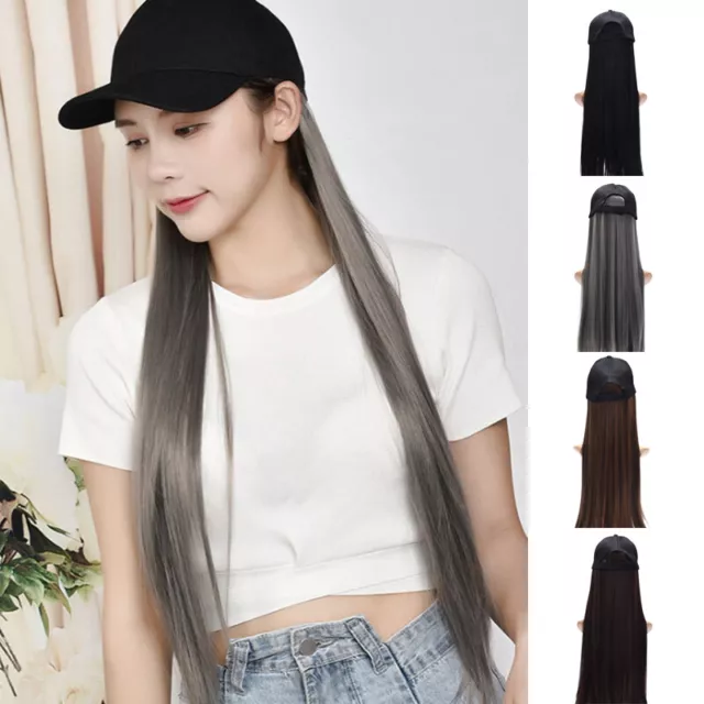 Women Baseball Cap Synthetic Hair Wig Fashion Girl Long Hair Wig Hat StraigY- G1