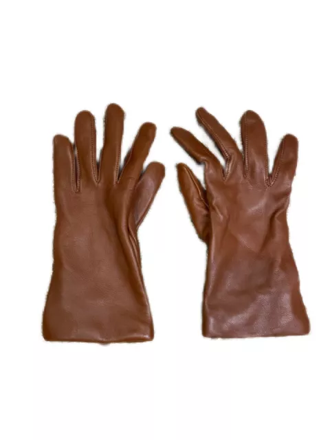 LANDS END Womens  brown Leather Gloves - Size medium.  great shape.