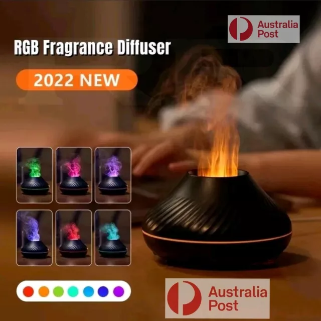 Volcanic Flame Aroma Diffuser Essential Oil Lamp USB Portable Air Humidifier AUS