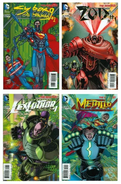 💥 Action Comics #23.1 23.2 23.3. 23.4 3D 2Nd Print Cyborg Superman Luthor Zod