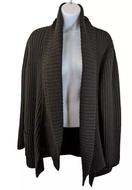 Michael Kors, Women's Shawl collar, ribbed, Open Cardigan, Black, Size  L