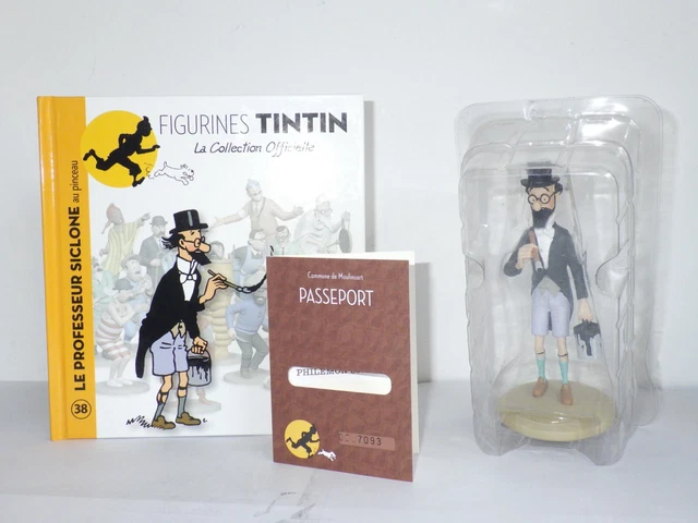 TINTIN - FIGURINE DE LE PROFESSEUR BERGAMOTTE HILARE + LIVRET